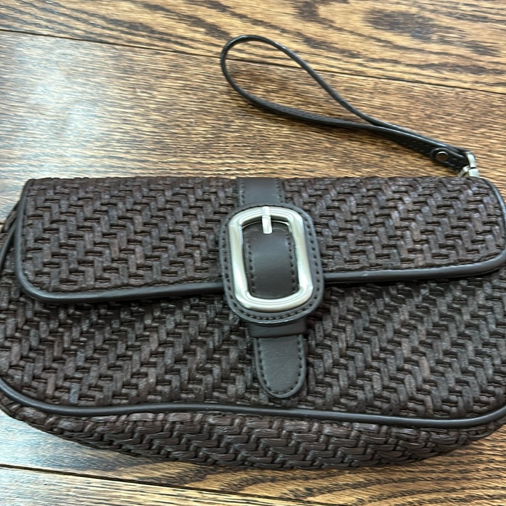 Elegant Brown Woven Clutch